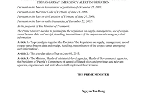 Decision No. 19/2013/QD-TTg promulgating the regulation on supply management