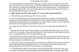 Hướng dẫn 1101/HD-BVHTTDL 2013 tổ chức Hội nghị Tuyên dương gia đình văn hoá