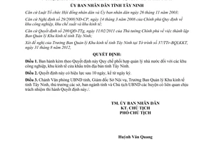 Quyết định 10/2013/QĐ-UBND quản lý nhà nước khu công nghiệp khu kinh tế Tây Ninh