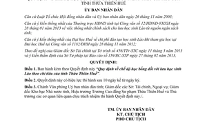 Quyết định số 11/2013/QĐ-UBND học bổng cho lưu học sinh Lào Thừa Thiên Huế