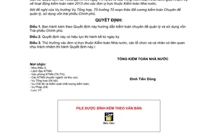 Quyết định 253/QĐ-KTNN hướng dẫn kiểm toán chuyên đề quản lý và sử dụng vốn