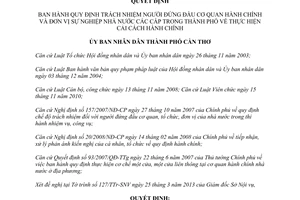 Quyết định 883/QĐ-UBND năm 2014 trách nhiệm người đứng đầu cải cách hành chính Cần Thơ