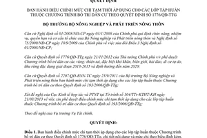 Quyết định 711/QĐ-BNN-TC năm 2013 điều chỉnh mức chi tạm thời các lớp tập huấn