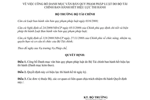 Quyết định 659/QĐ-BTC công bố Danh mục văn bản quy phạm pháp luật hết hiệu lực