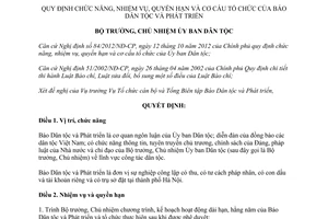 Quyết định 157/QĐ-UBDT cơ cấu tổ chức của Báo dân tộc và phát triển