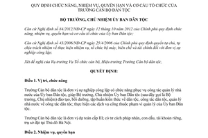 Quyết định 155/QĐ-UBDT năm 2013 chức năng nhiệm vụ quyền hạn Trường Cán bộ