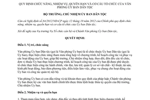 Quyết định 162/QĐ-UBDT quy định chức năng nhiệm vụ văn phòng ủy ban dân tộc