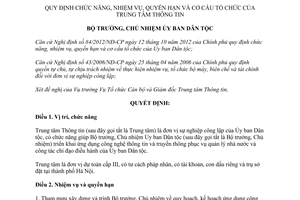 Quyết định 158/QĐ-UBDT chức năng nhiệm vụ quyền hạn Trung tâm Thông tin