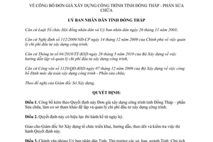 Quyết định 324/QĐ-UBND.HC năm 2013 Đơn giá xây dựng công trình Đồng Tháp Phần sửa chữa