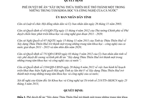 Quyết định 898/QĐ-UBND 2013 Xây dựng Huế trở thành một trung tâm khoa học công nghệ