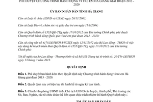 Quyết định 871/QĐ-UBND Chương trình hành động vì trẻ em Hà Giang 2013