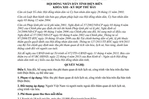 Nghị quyết 301/2013/NQ-HĐND bổ sung mức thu phí tham quan tại Điện Biên