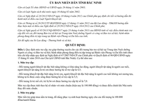 Quyết định 174/2013/QĐ-UBND mức trợ cấp trợ giúp thường xuyên đối tượng bảo trợ xã hội Bắc Ninh