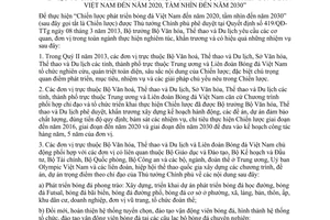 Công văn 97/CT-BVHTTDL tổ chức thực hiện Chiến lược phát triển bóng đá Việt Nam