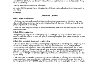 Thông tư 12/2013/TT-BTTTT hướng dẫn cấp phép kinh doanh dịch vụ viễn thông