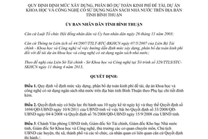 Quyết định 21/2013/QĐ-UBND dự án khoa học công nghệ có sử dụng ngân sách Bình Thuận