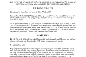 Quyết định 738/QĐ-TTG năm 2013 Kế hoạch thực hiện Chương trình khắc phục hậu quả