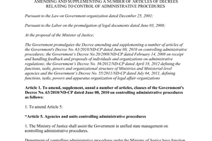 Decree No. 48/2013/ND-CP amending decrees control of administrative procedures