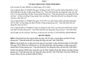 Quyết định 1191/QĐ-UBND 2013 Quy chế Ban Chỉ đạo phong trào Toàn dân Vĩnh Phúc