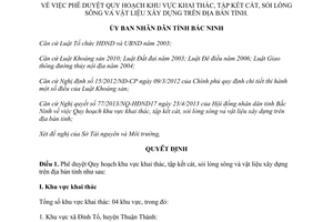 Quyết định 177/2013/QĐ-UBND Quy hoạch khai thác tập kết cát sỏi lòng sông vật liệu xây dựng Bắc Ninh