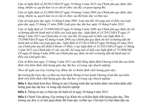 Thông tư 18/2013/TT-BGDĐT Chương trình đào tạo kiểm định viên kiểm định giáo dục