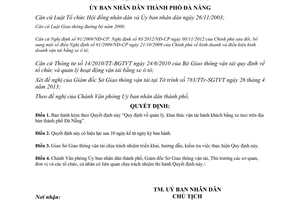 Quyết định 16/2013/QĐ-UBND khai thác vận tải hành khách bằng taxi Đà Nẵng