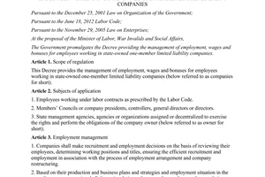 Decree No. 50/2013/ND-CP management of employment wages and bonuses