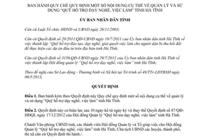 Quyết định 18/2013/QĐ-UBND Quy chế quản lý sử dụng Quỹ hỗ trợ dạy nghề việc làm Hà Tĩnh