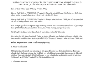 Thông tư 07/2013/TT-BXD hướng dẫn xác định đối tượng điều kiện vay hỗ trợ nhà ở