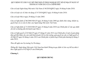 Thông tư 11/2013/TT-NHNN cho vay hỗ trợ nhà ở theo Nghị quyết 02/NQ-CP