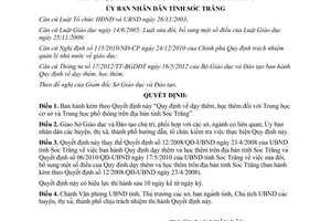 Quyết định 13/2013/QĐ-UBND dạy thêm học thêm Trung học cơ sở Trung học phổ thông Sóc Trăng