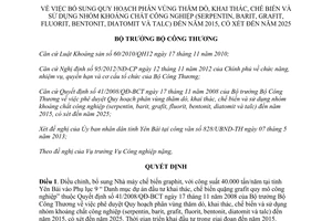 Quyết định 3186/QĐ-BCT 2013 bổ sung quy hoạch thăm dò khai thác khoáng sản