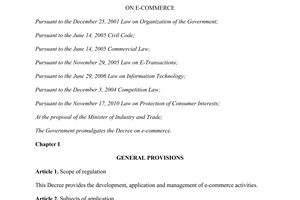 Decree No. 52/2013/ND-CP on e-commerce
