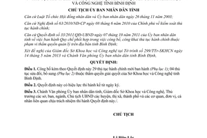 Quyết định 1280/QĐ-UBND năm 2013 công bố thủ tục hành chính tỉnh Bình Định