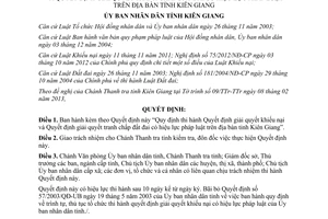Quyết định 14/2013/QĐ-UBND giải quyết khiếu nại và tranh chấp đất đai Kiên Giang