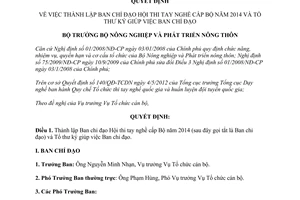 Quyết định 1108/QĐ-BNN-TCCB 2013 thành lập Ban chỉ đạo Hội thi tay nghề cấp Bộ 2014
