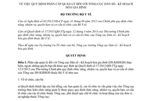 Quyết định 1699/QĐ-BYT năm 2013 phân cấp quản lý Tổng cục Dân số Kế hoạch hóa gia đình