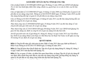 Quyết định số 41/QĐ-SXD công bố chỉ số giá xây dựng quý I năm 2013 Quảng Trị