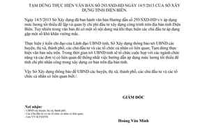 Thông báo 307/SXD-KTXDTH tạm dừng thực hiện văn bản 293/SXD-HD Điện Biên