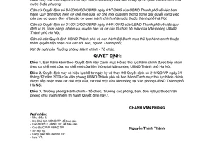 Quyết định 110/QĐ-VP năm 2013 danh mục thủ tục hành chính theo cơ chế một cửa