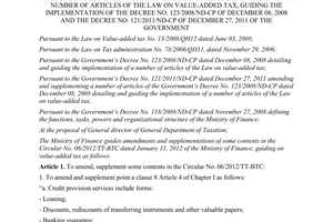 Circular No. 65/2013/TT-BTC amending Circular No. 06/2012/TT-BTC guiding Law