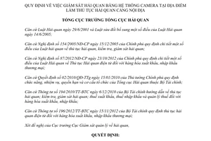 Quyết định 1572/QĐ-TCHQ năm 2013 giám sát hải quan bằng camera