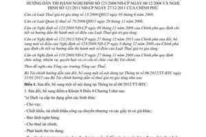 Thông tư 65/2013/TT-BTC sửa đổi Thông tư 06/2012/TT-BTC hướng dẫn Luật thuế