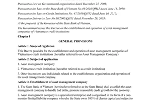 Decree No. 53/2013/ND-CP on establishment, organization and operation of Vietnam