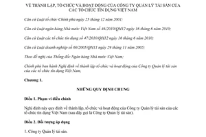 Nghị định 53/2013/NĐ-CP hoạt động Công ty Quản lý tài sản tổ chức tín dụng