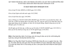 Quyết định 24/2013/QĐ-UBND chi trong tổ chức thi bồi dưỡng học sinh giỏi Kon Tum