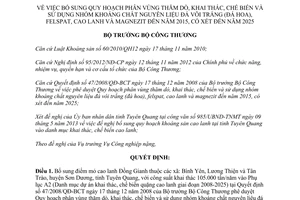 Quyết định 3238/QĐ-BCT năm 2013 bổ sung quy hoạch phân vùng thăm dò khai thác