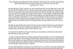 Chỉ thị 25-CT/TW năm 2013 lãnh đạo Đại hội Mặt trận Tổ quốc Việt Nam các cấp