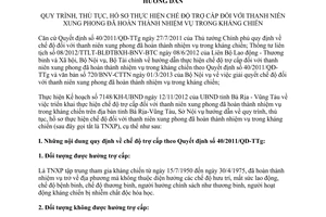 Hướng dẫn 143/HD-SNV 2013 trợ cấp thanh niên xung phong hoàn thành nhiệm vụ kháng chiến Vũng Tàu