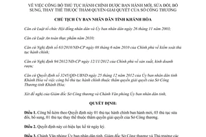 Quyết định 1182/QĐ-UBND năm 2013 công bố thủ tục hành chính Sở Công thương